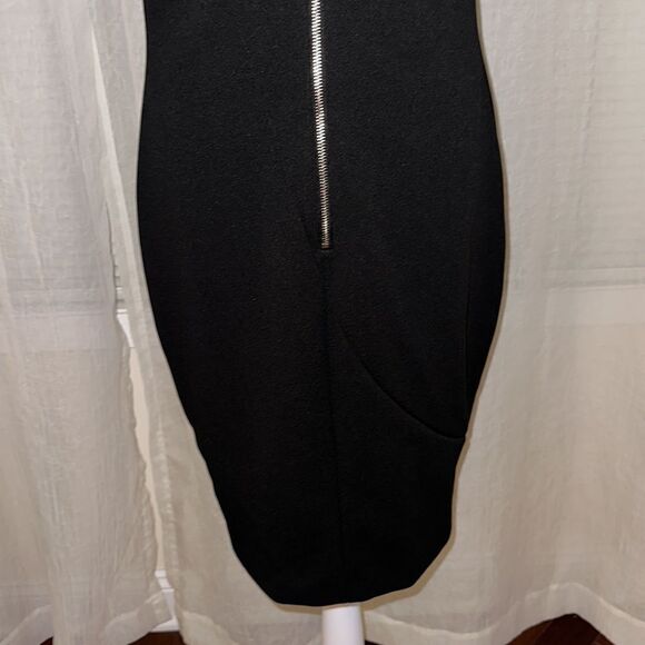 Ted Baker 14 (5) Black Geodese V Neck Front Slit Back Zip Sleeveless Shift Dress - Picture 14 of 17